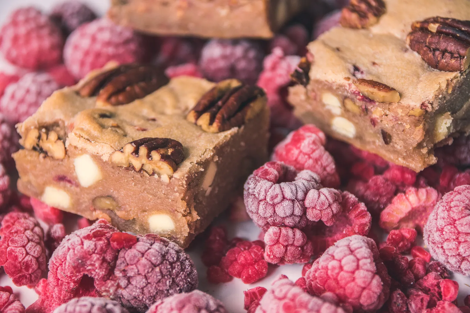 Frambozen blondies recept