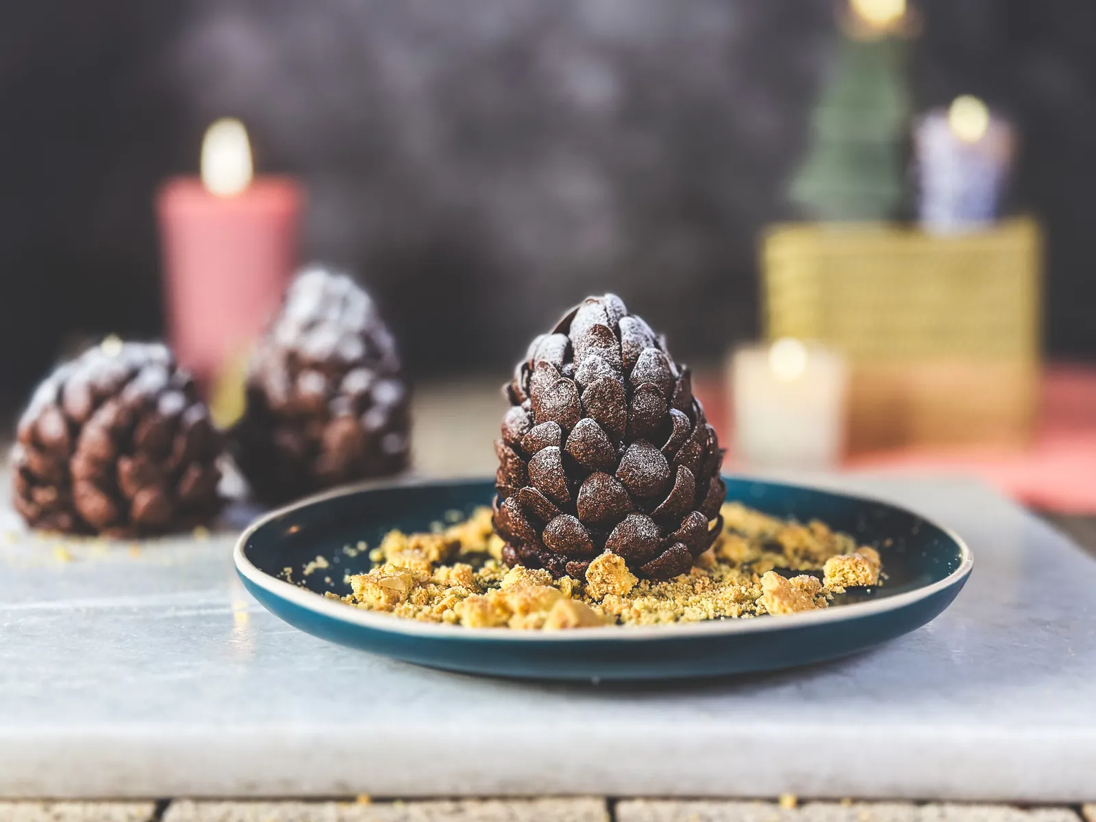 Kerstdessert recept brownie dennenappels!